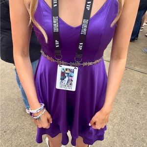 Purple satin mini dress from Lulus